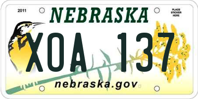 NE license plate XOA137