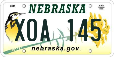 NE license plate XOA145