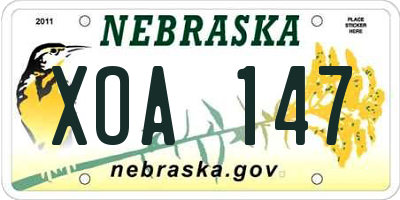 NE license plate XOA147