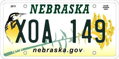 NE license plate XOA149