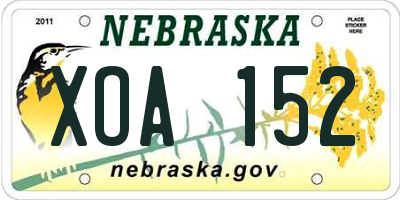 NE license plate XOA152