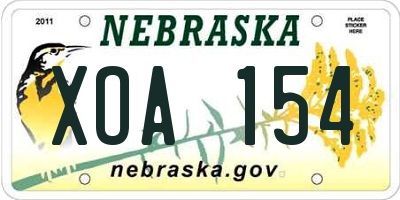 NE license plate XOA154