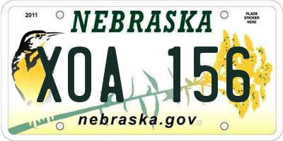 NE license plate XOA156