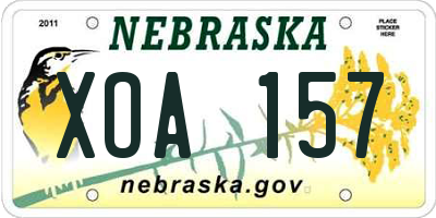 NE license plate XOA157