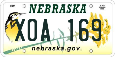 NE license plate XOA169