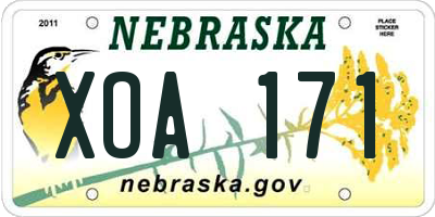 NE license plate XOA171