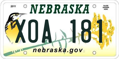 NE license plate XOA181
