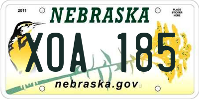 NE license plate XOA185