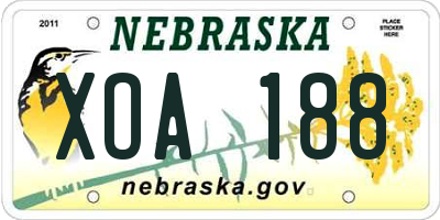 NE license plate XOA188