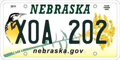 NE license plate XOA202