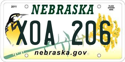NE license plate XOA206