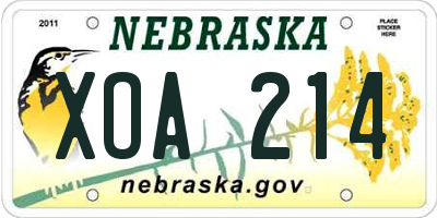 NE license plate XOA214