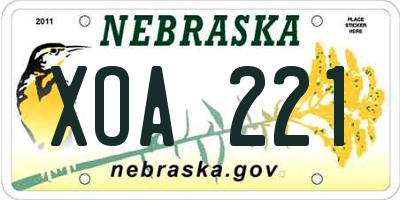 NE license plate XOA221