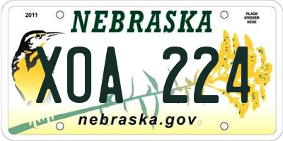 NE license plate XOA224