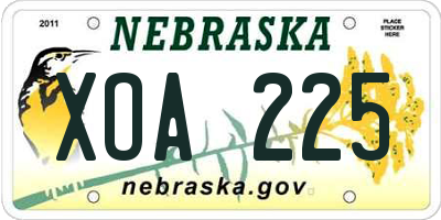 NE license plate XOA225