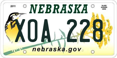 NE license plate XOA228