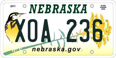 NE license plate XOA236