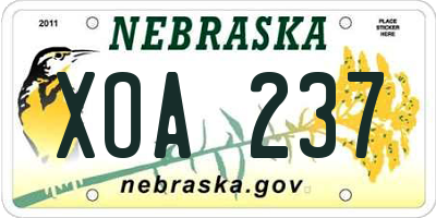 NE license plate XOA237