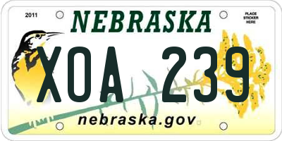 NE license plate XOA239