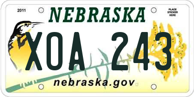 NE license plate XOA243