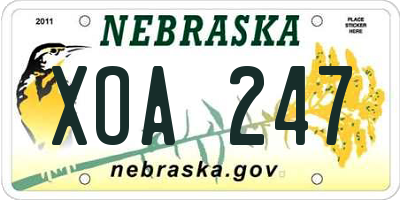 NE license plate XOA247