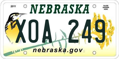 NE license plate XOA249