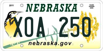 NE license plate XOA250