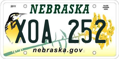 NE license plate XOA252