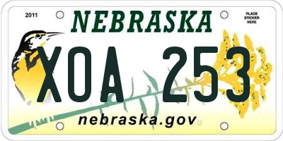 NE license plate XOA253