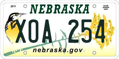 NE license plate XOA254