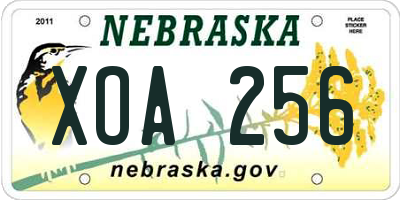 NE license plate XOA256
