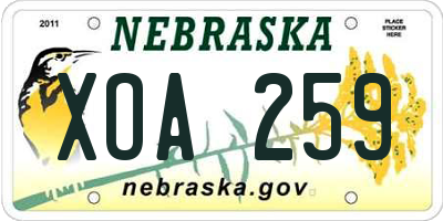 NE license plate XOA259
