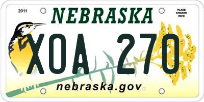 NE license plate XOA270
