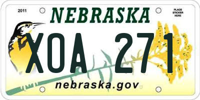 NE license plate XOA271