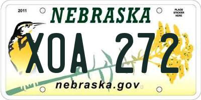 NE license plate XOA272