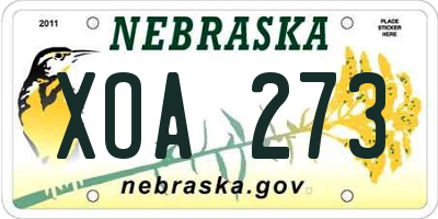 NE license plate XOA273