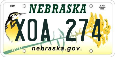 NE license plate XOA274