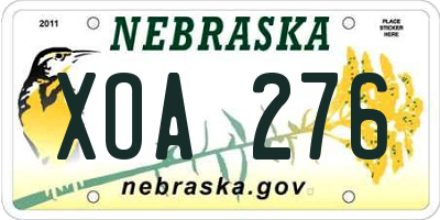 NE license plate XOA276