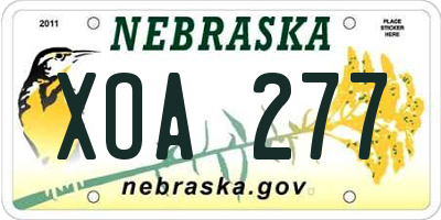 NE license plate XOA277