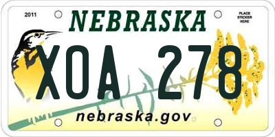 NE license plate XOA278