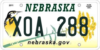 NE license plate XOA288