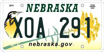 NE license plate XOA291