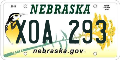 NE license plate XOA293