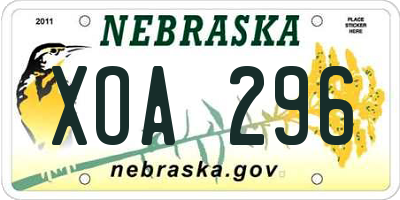 NE license plate XOA296