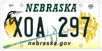 NE license plate XOA297