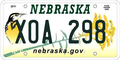 NE license plate XOA298