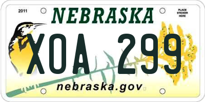 NE license plate XOA299