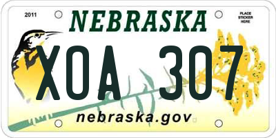 NE license plate XOA307