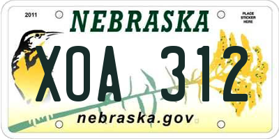 NE license plate XOA312