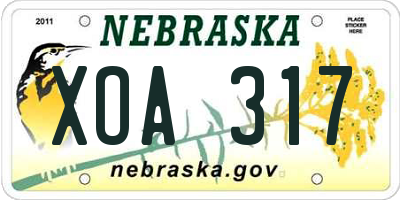 NE license plate XOA317